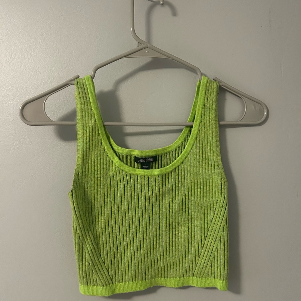 Wild Fable Green Ribbed Sleeveless Crop Tank